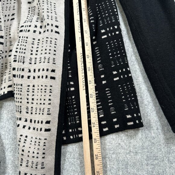 Ivanka Trump Womens Small Black Cream Open Front Cardigan Long Sleeve Abstract - Picture 10 of 16